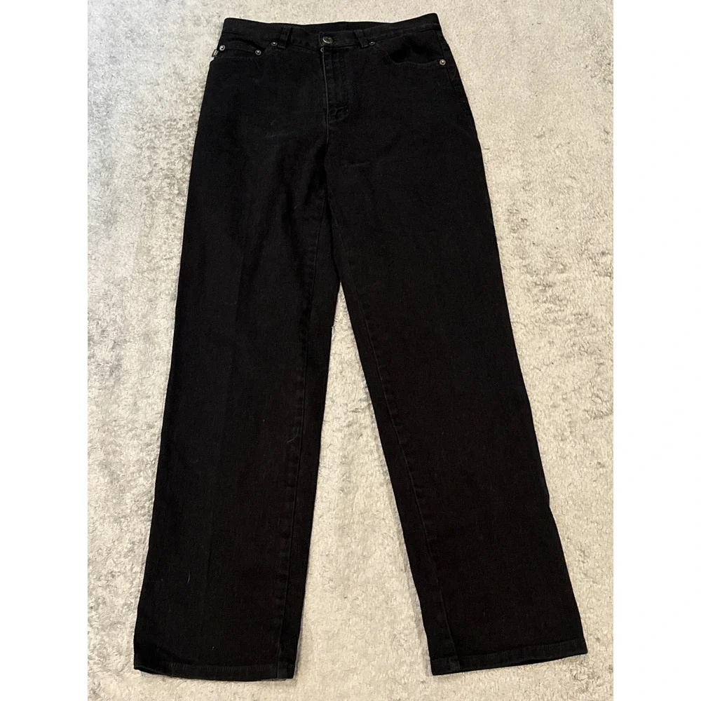 Lauren Ralph Lauren Black Straight Leg High Rise Jeans Womens 8 Cotton Blend